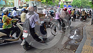 Scooter Traffic Jam Hanoi Vietnam