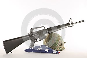 Vietnam Helmet and M16