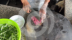Vietnam Ho Chi Minh City Prepare soup, fry meat on the street, unsanitary conditions Street food in Vietnam