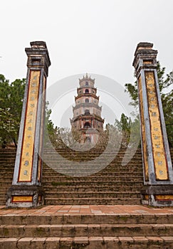 Vietnam, Hue. Thien Mu Pagoda entrance.