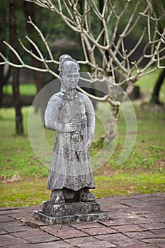 Vietnam, Hue. Stone warrior statue at Minh Mang Tomb