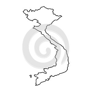 Vietnam map of black contour curves on white background of vector illustration