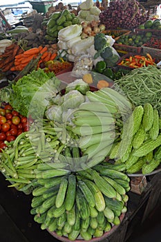 Vegetables for sale Can Tho market Vietnam