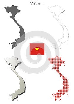 Vietnam outline map set