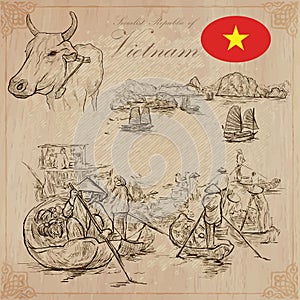 Vietnam. Pictures of Life. Vector pack. Hand drawings.