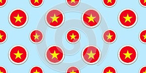 Vietnam round flag seamless pattern. Vietnamese background. Vector circle icons. Geometric symbols stickers. Texture for