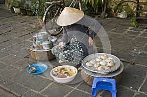 Vietnam street market lady seller.