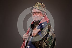 Vietnam Veteran with American flag