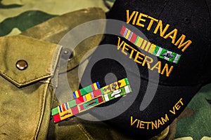 Vietnam Veteran Cap, Ribbons & Pouches