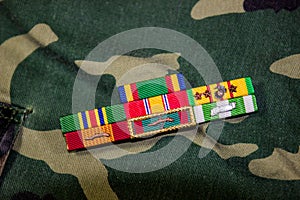 Vietnam Veteran Ribbons On Camouflage Uniform