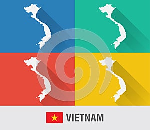 Vietnam world map in flat style with 4 colors.