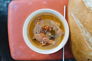 Vietnamese braised beef offal or beef offal stew  pha lau : It`s a popular snack in southern Vietnam, Vietnamese street food