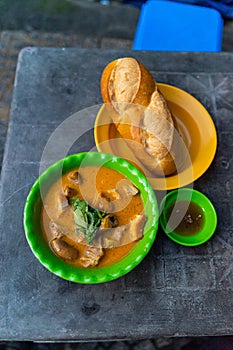 Vietnamese braised beef offal or beef offal stew  pha lau : It`s a popular snack in southern Vietnam, Vietnamese street food