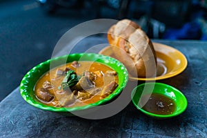 Vietnamese braised beef offal or beef offal stew  pha lau : It`s a popular snack in southern Vietnam, Vietnamese street food