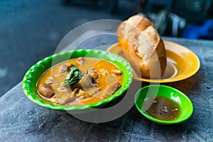 Vietnamese braised beef offal or beef offal stew  pha lau : It`s a popular snack in southern Vietnam, Vietnamese street food