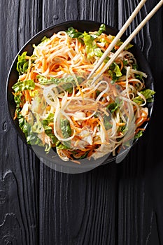 Vietnamese chicken salad with rice noodles, carrots and herbs ma