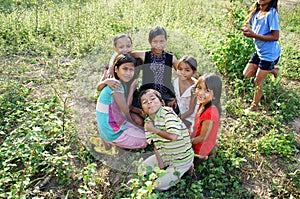 Vietnamese children in country