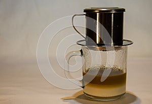 Vietnamese coffee in a glass Cup