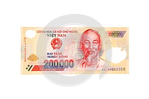 Vietnamese currency 200,000 banknote