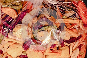 Vietnamese dried fruit chips or Trai Cay Kho