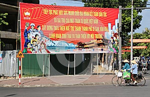 Vietnamese Fatherland Front poster in Hue, Vietnam