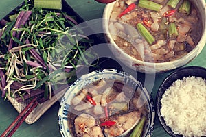 Vietnamese food for daily meal, mam kho