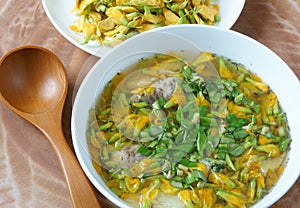 Vietnamese food, sour fish vegetable soup