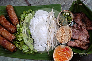 Vietnamese food, spring roll, cha gio, roast meat