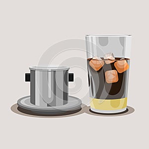 Vietnamese Iced Coffee With Condensed MilkVector Illustration