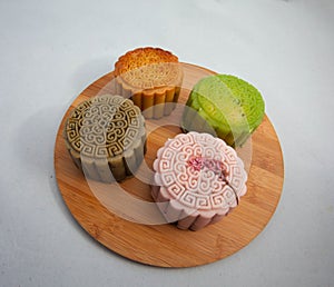 Vietnamese mid autumn festival cake. Mooncakes are traditional pastries eaten during the Mid-Autumn Festival. The festival involve