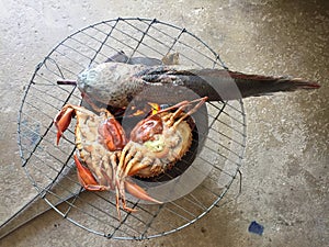 Vietnamese mud crab Scylla serrata BBQ crab or grilled crab