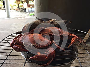 Vietnamese mud crab Scylla serrata BBQ crab or grilled crab