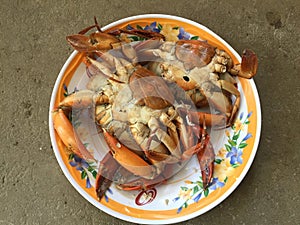 Vietnamese mud crab Scylla serrata BBQ crab or grilled crab