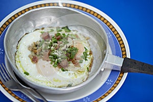 Vietnamese pan-fried egg with toppings