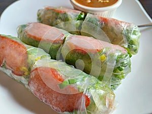 Vietnamese Pork Sausage Spring Rolls