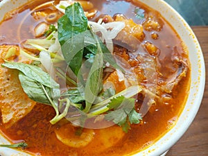 Vietnamese rice noodle soup with sliced beef
