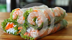 Vietnamese rice paper rolls capturing the essence of freshness in food photography