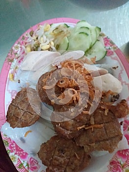 Vietnamese rolled ricepaper with pork bbq. photo