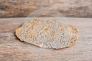 The Vietnamese Sesame Rice Cracker is called Banh Da and is made of tapioca flour, rice flour, salt, and sprinkled with black sesa