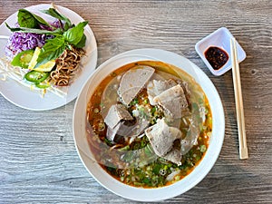 Vietnamese spicy beef and pork noodle soup