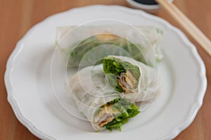 Vietnamese spring rolls with egg omlette