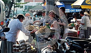 Vietnamese street vendor sell peanut