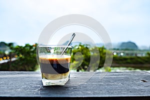 Vietnamese Style Drip Coffee with Condense Milk in Vietnam
