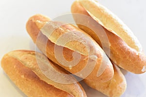 Vietnamese traditional Banh Mi baguette on white background