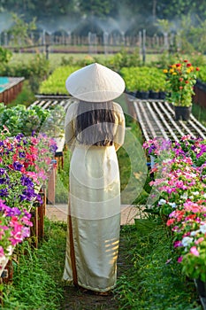 Vietnamese woman with traditional dress