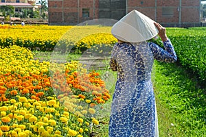 Vietnamese woman with traditional dress