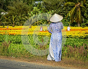 Vietnamese woman with traditional dress