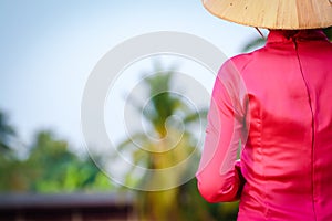 Vietnamese women wear Ao dai dress,