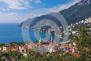 Vietri Sul Mare, Italy town skyline on the Amalfi Coast