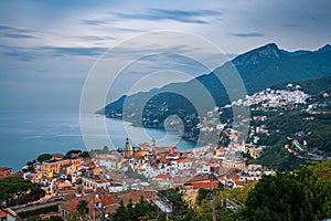 Vietri Sul Mare, Italy town skyline on the Amalfi Coast